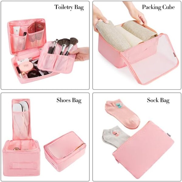 BAGAIL 8 Set Packing Cubes Luggage Packing Organizers for Travel Accessories (Blush Pink) - Image 3